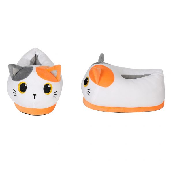 morbide pantofole in peluche gatto a macchie arancio