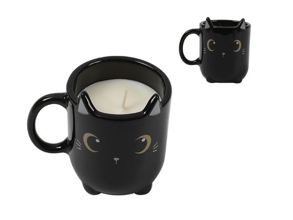 tazza con candela i-total gatto nero