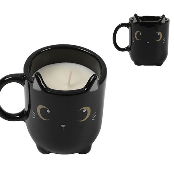 tazza con candela i-total gatto nero