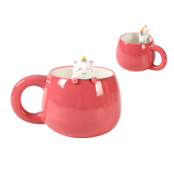 tazza in ceramica con charm unicorno