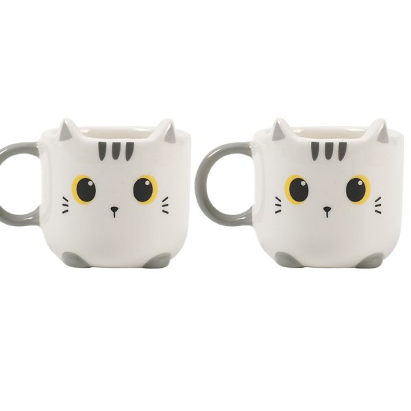 set 2 tazzine in ceramica gatto bianco i-total