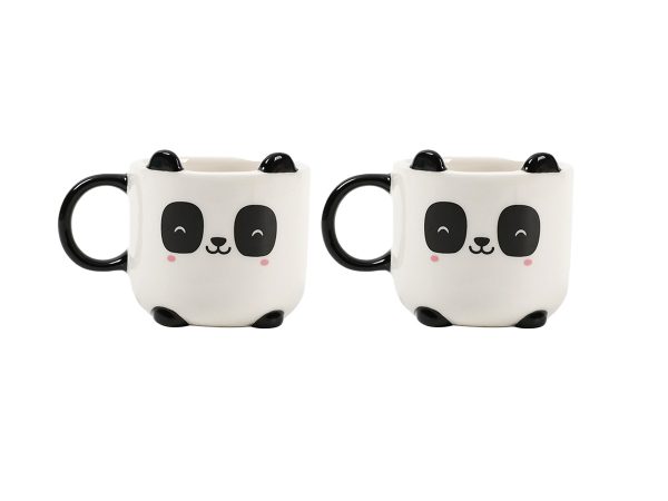 set 2 tazzine in ceramica da espresso panda