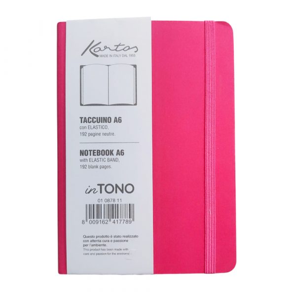 taccuino A6 con pagine bianche e copertina morbida fucsia